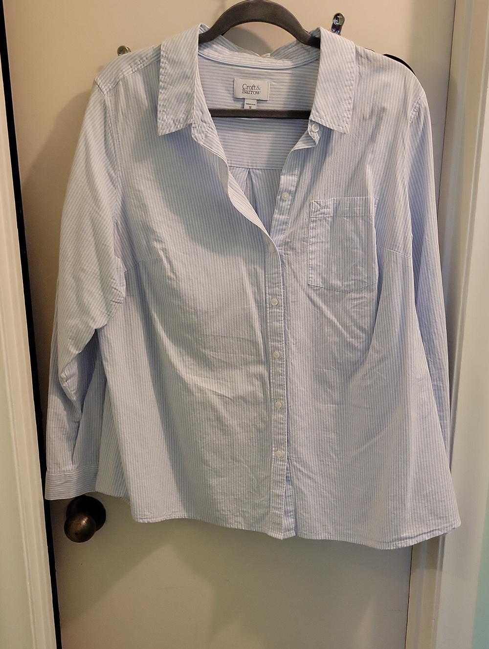 croft & barrow Light Blue and White Pinstripe Men's Dress Shirt